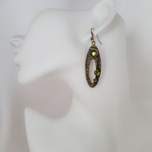 Olivine Brass Finished Drop Earrings New!